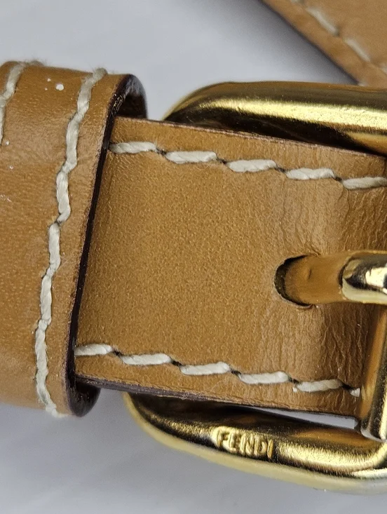 Authentic Vintage Fendi Striped Logo Canvas & Leather Crossbody Shoulder Y2K - Picture 8 of 16